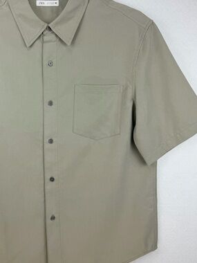 ZARA Men’s Fluid Relaxed Green Fit Pocket Shirt  Size L